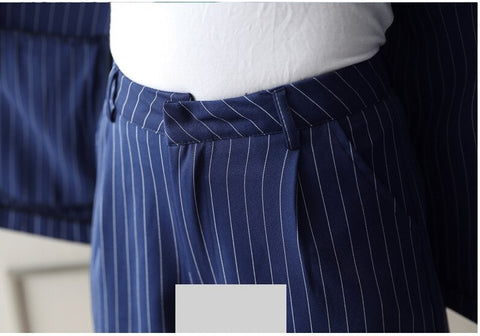 Two-piece  Single Breasted Striped Casual  Shorts Elegant Office Blazer Sets CODE: KAR1055
