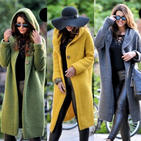 Long Sweater Loose Knitting Cardigan Hooded Coat  CODE: KAR1062