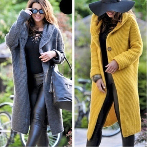 Long Sweater Loose Knitting Cardigan Hooded Coat  CODE: KAR1062