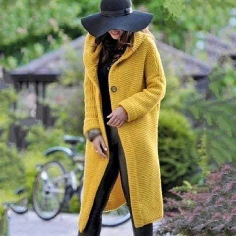Long Sweater Loose Knitting Cardigan Hooded Coat  CODE: KAR1062