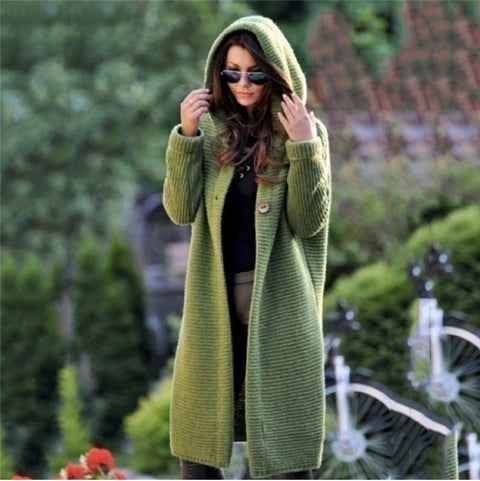 Long Sweater Loose Knitting Cardigan Hooded Coat  CODE: KAR1062
