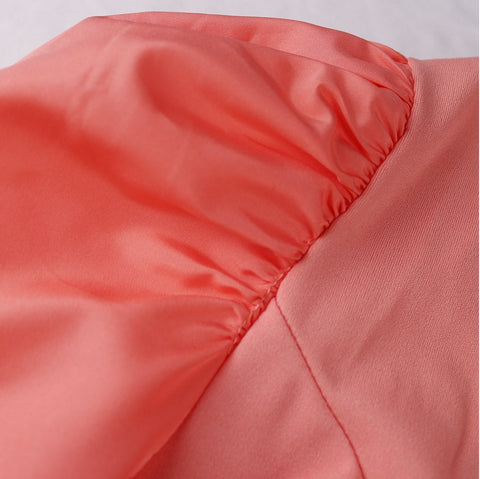 Puff Sleeve Round Collar Solid Long-sleeved Spring Shirt CODE: KAR1064