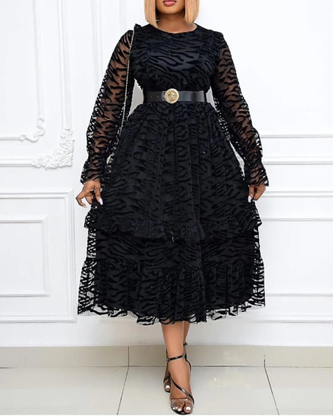 Plus Size Elegant Retro A Line  Long Sleeve Party Dress CODE: KAR1066