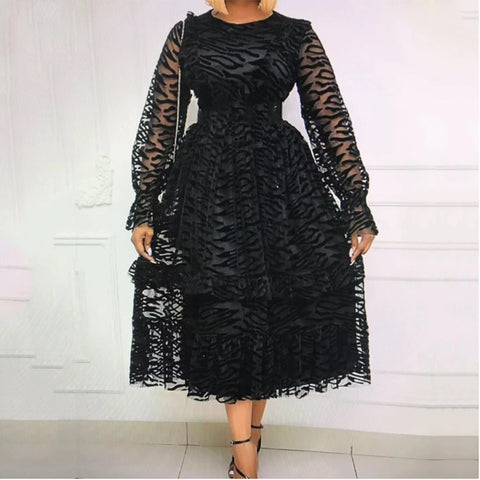 Plus Size Elegant Retro A Line  Long Sleeve Party Dress CODE: KAR1066