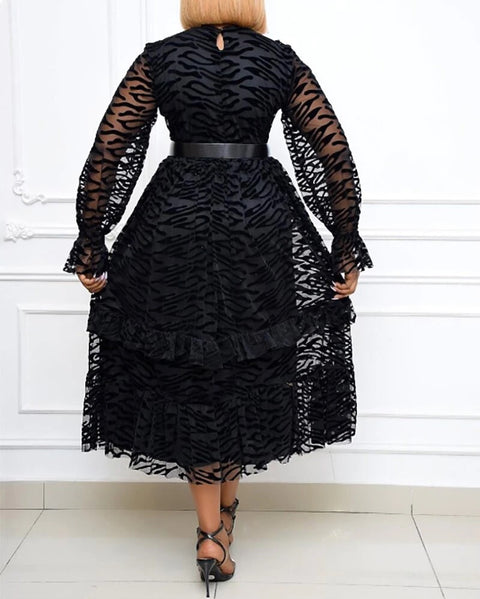 Plus Size Elegant Retro A Line  Long Sleeve Party Dress CODE: KAR1066