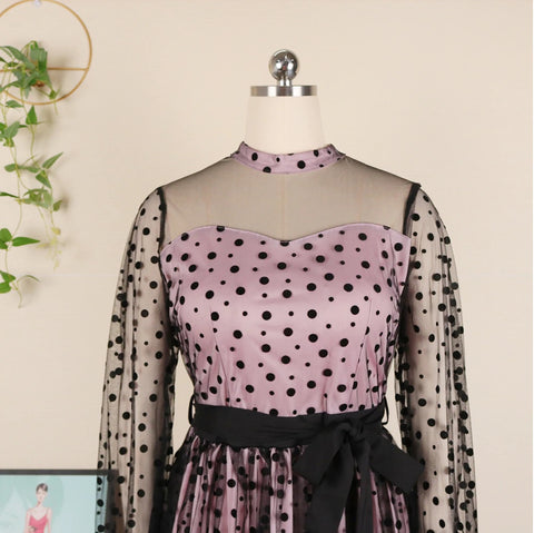 Sexy Princess See Through Pink Black Tulle Mesh Stitching Dress CODE: KAR1068