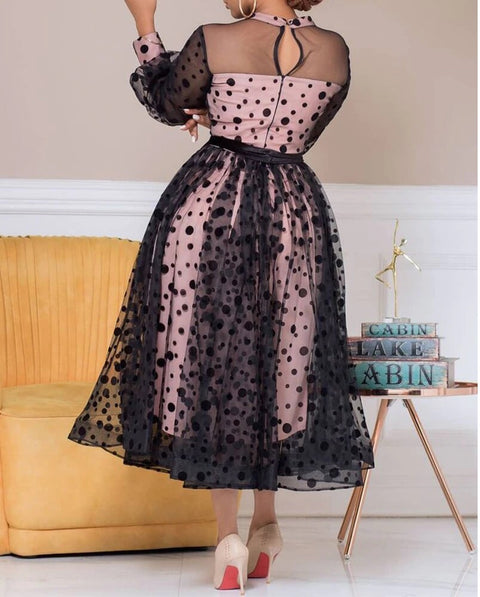 Sexy Princess See Through Pink Black Tulle Mesh Stitching Dress CODE: KAR1068