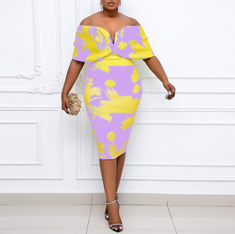 Bodycon V Neck Sexy Off Shoulder Party Dress COD: KAR1081