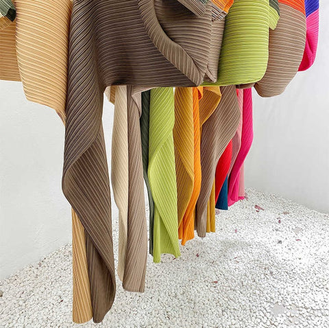 Color Contrast Loose Casual Pleated Long Dresses CODE: KAR1087