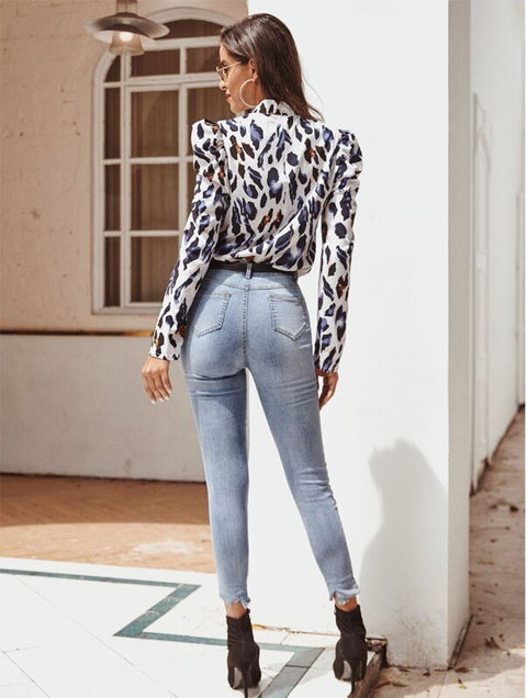 New Fashion Leopard Print Turtleneck Long Sleeve Shirts Party Top CODE: KAR1088