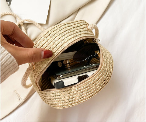 New Round  Small Beach Travel Shoulder Casual style Retro Cross Body Bag CODE: KAR1092