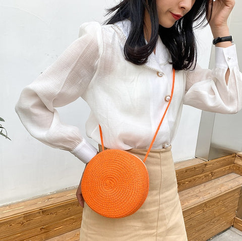 New Round  Small Beach Travel Shoulder Casual style Retro Cross Body Bag CODE: KAR1092