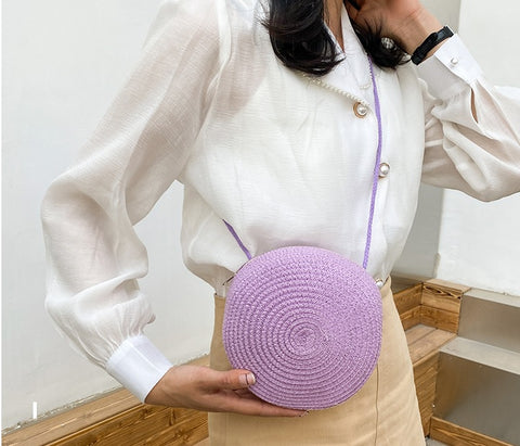 New Round  Small Beach Travel Shoulder Casual style Retro Cross Body Bag CODE: KAR1092