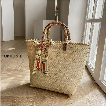 New Style Bamboo Fashion  Large-capacity Travel Holiday Retro Style Straw Bag CODE: KAR1097