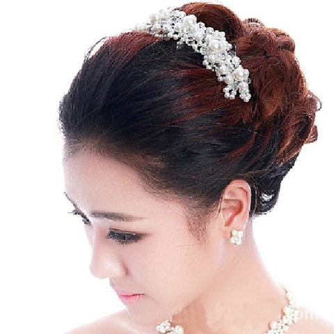 New White pearl crystal bride hair jewelry CODE: KAR1102
