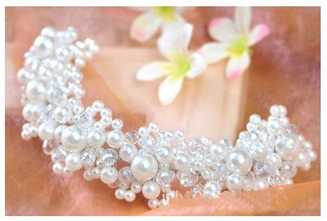 New White pearl crystal bride hair jewelry CODE: KAR1102