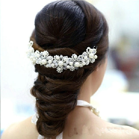 New White pearl crystal bride hair jewelry CODE: KAR1102