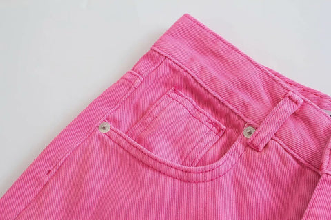 New Pockets Fashion Solid Color Wide-leg Zipper Jeans CODE: KAR1105