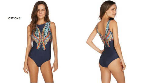 Striped High Quality Printed One Piece Swimsuit CODE: KAR1108