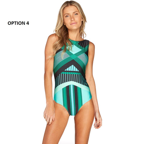 Striped High Quality Printed One Piece Swimsuit CODE: KAR1108