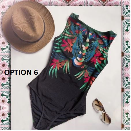 Striped High Quality Printed One Piece Swimsuit CODE: KAR1108