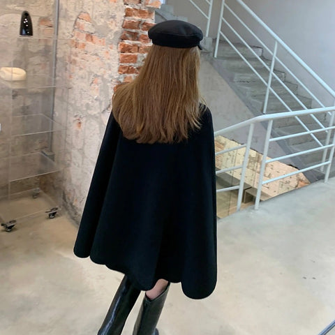 Wool & Blends Cloak Double Breasted Elegant Winter Stylish Coat CODE: KAR1109
