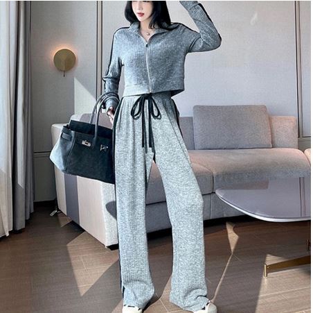 New Contrast Color Casual Wide-Legged Pants Two - Piece Suit CODE: KAR1114