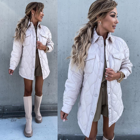 Patchwork Long Sleeve Turn Down Collar  Button Pocket Coat CODE: KAR1118