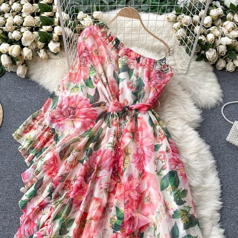 Bohemian Print High Waist Hip A Line Vestidos Slash Neck Shoulder Strapless Long Dress CODE: KAR1120