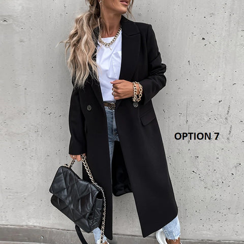 New Autumn Winter  Casual Long  Elegant Lapel Blazer Single Breasted Pocket Coat CODE: KAR1123