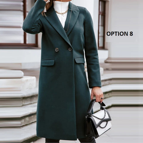 New Autumn Winter  Casual Long  Elegant Lapel Blazer Single Breasted Pocket Coat CODE: KAR1123