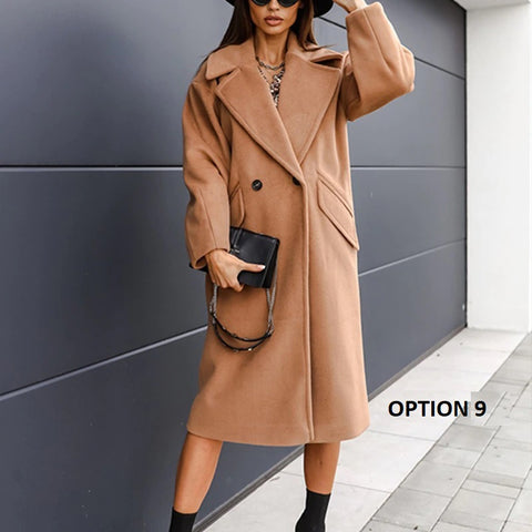 New Autumn Winter  Casual Long  Elegant Lapel Blazer Single Breasted Pocket Coat CODE: KAR1123