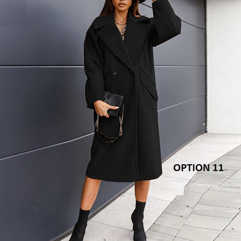 New Autumn Winter  Casual Long  Elegant Lapel Blazer Single Breasted Pocket Coat CODE: KAR1123
