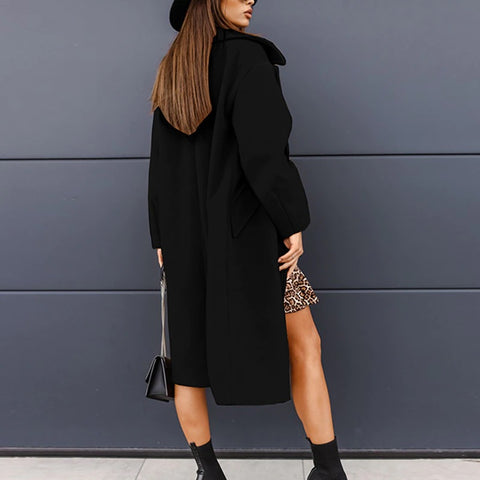 New Autumn Winter  Casual Long  Elegant Lapel Blazer Single Breasted Pocket Coat CODE: KAR1123