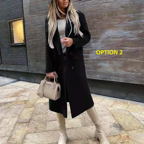 New Autumn Winter  Casual Long  Elegant Lapel Blazer Single Breasted Pocket Coat CODE: KAR1123