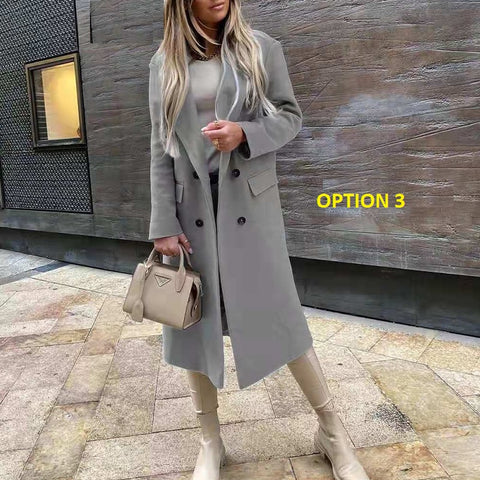 New Autumn Winter  Casual Long  Elegant Lapel Blazer Single Breasted Pocket Coat CODE: KAR1123