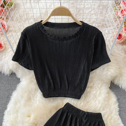 New Casual, Round Neck, Short Sleeve + Loose Pants Two Piece Set CODE: KAR1228