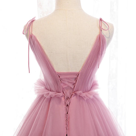 New Evening Simple V-neck Floor-length Tulle Pink Formal Party  Special Occasion Dress CODE: KAR1133