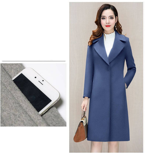 Woollen Mid Length Over Knee Autumn Winter Waist Suit CODE: KAR1139