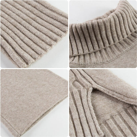 Autumn Winter Sweater Knitted Thicken Warm Turtleneck Split Loose Pullovers + Wide Legs Pants 2 Piece Set CODE: KAR1146