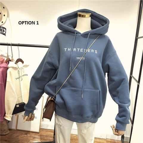 Letter Print Fall Winter High Quality Loose Casual Hoodies CODE: KAR1155