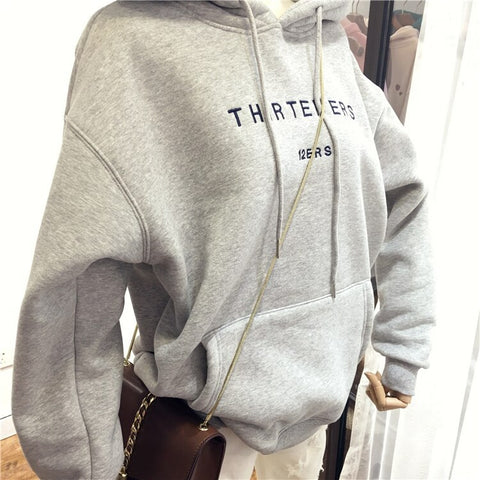 Letter Print Fall Winter High Quality Loose Casual Hoodies CODE: KAR1155