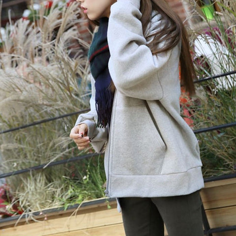 Zip Up Oversized Kangaroo Pocket Solid Plain Hoodie CODE: KAR1156