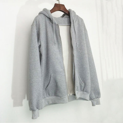 Zip Up Oversized Kangaroo Pocket Solid Plain Hoodie CODE: KAR1156