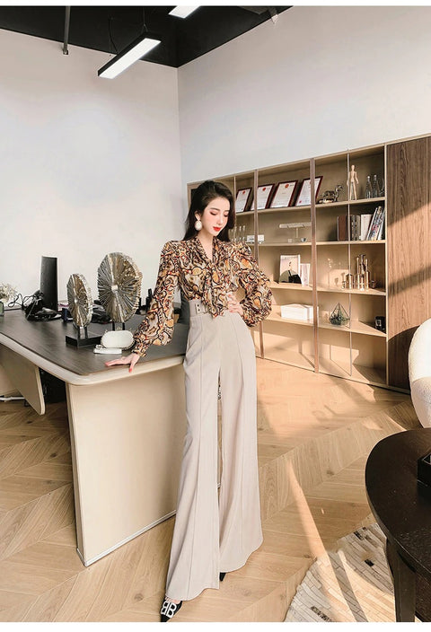 New Spring Casual Straight Loose, Thin And Long High-Waist Wide-Leg Pants CODE: KAR1160