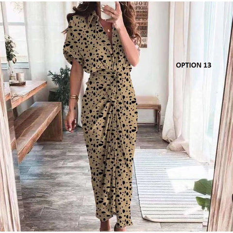 Elegant  Casual Short Sleeve Solid V Neck Beach Button Ruched Bandage Shirt Dress CODE: KAR1163