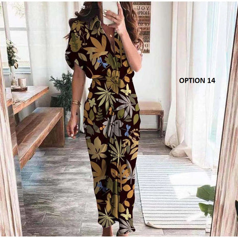 Elegant  Casual Short Sleeve Solid V Neck Beach Button Ruched Bandage Shirt Dress CODE: KAR1163
