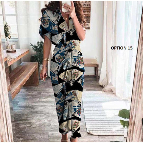 Elegant  Casual Short Sleeve Solid V Neck Beach Button Ruched Bandage Shirt Dress CODE: KAR1163