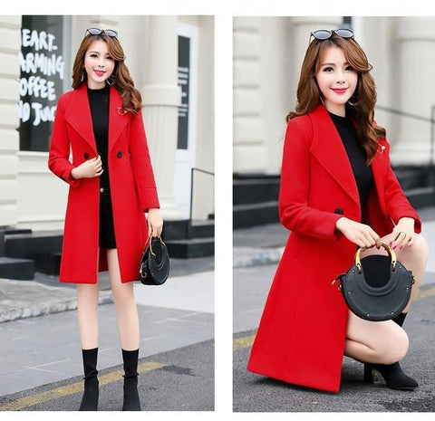 New Spring and Autumn Woolen Long Large Size Coat CODE: KAR1165