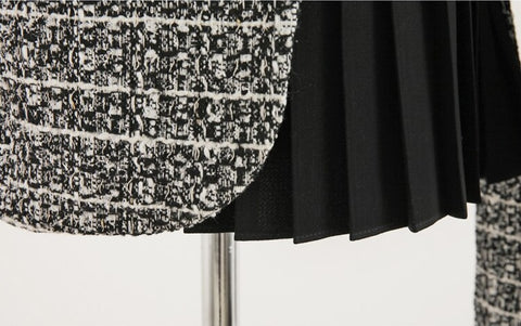 Patchwork Long Sleeve Slim Fitted Notched with Belt Woolen Outwear CODE: KAR1168